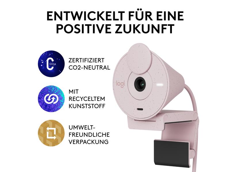 Logitech Webcam Brio 300 Rose Full HD-Webcam mit integrierter Abdeckblende