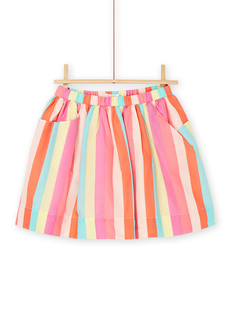 Jupe fluide orange et rose à imprimé à rayures