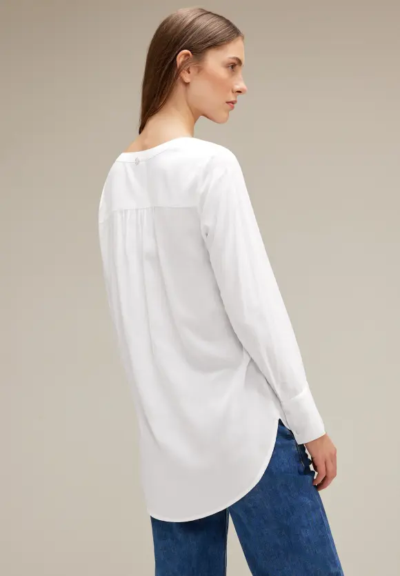 Longbluse in Unifarbe - White