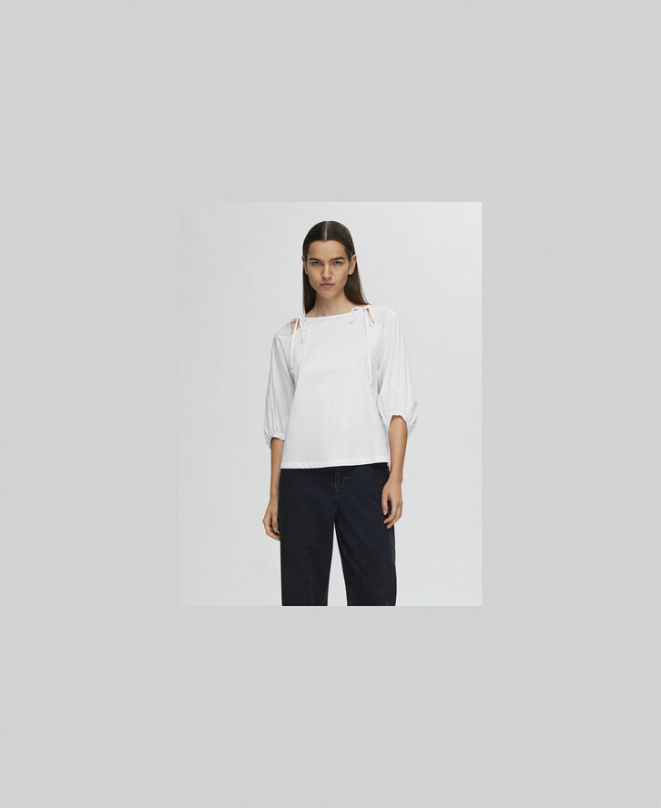 Selected Femme SLFANNE 3/4 TIE BAND TOP D2 Hvid
