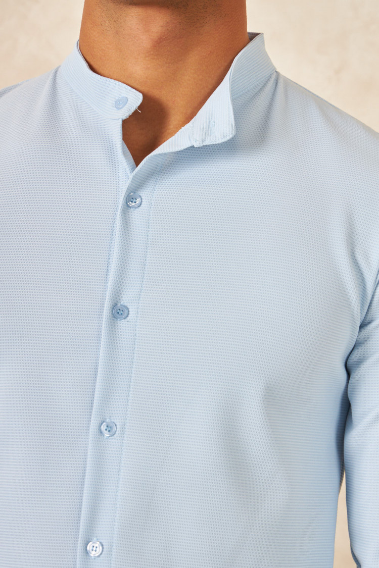 Chemise fluide texturée bleu clair