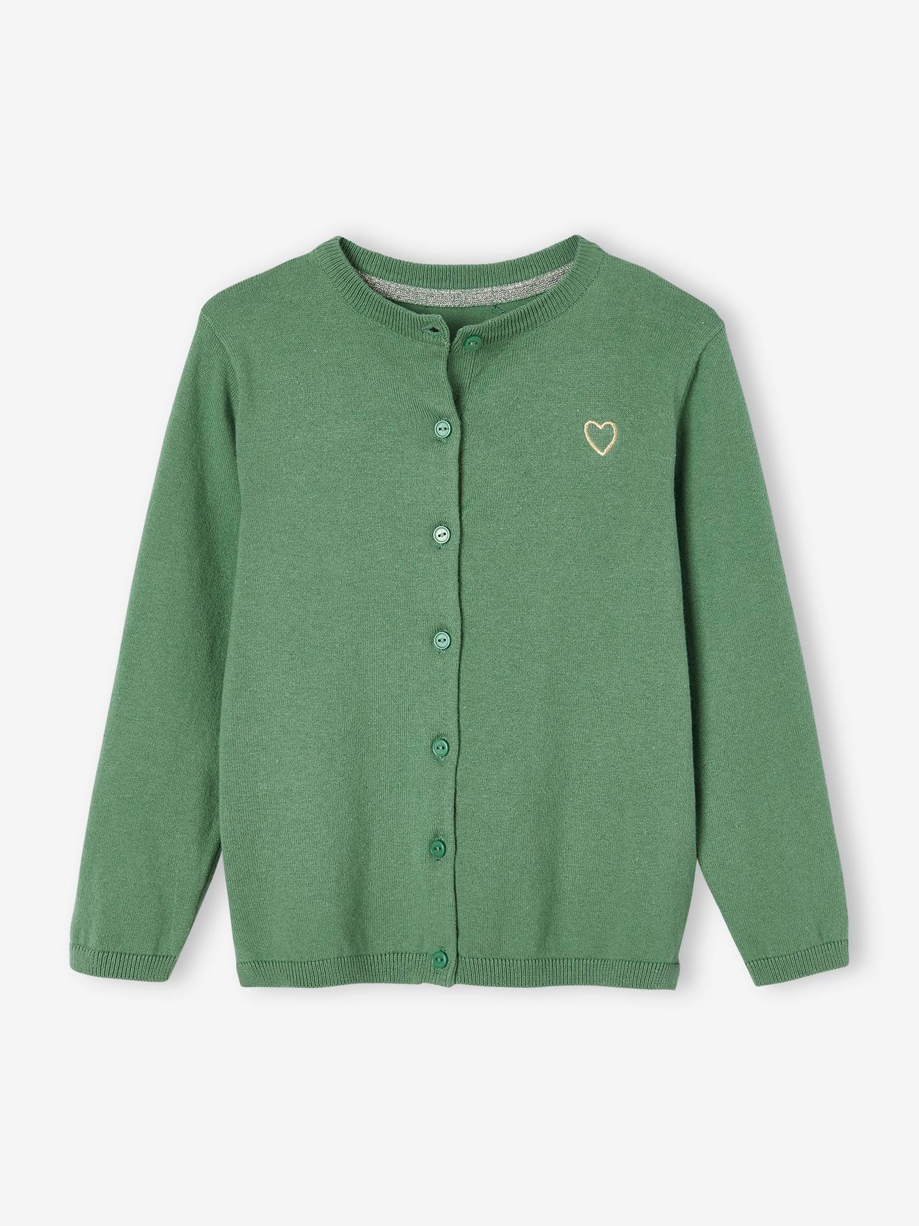 Casaco verde de tricô para meninas