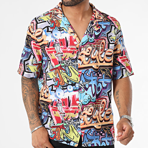 Chemise Manches Courtes Orange Multi