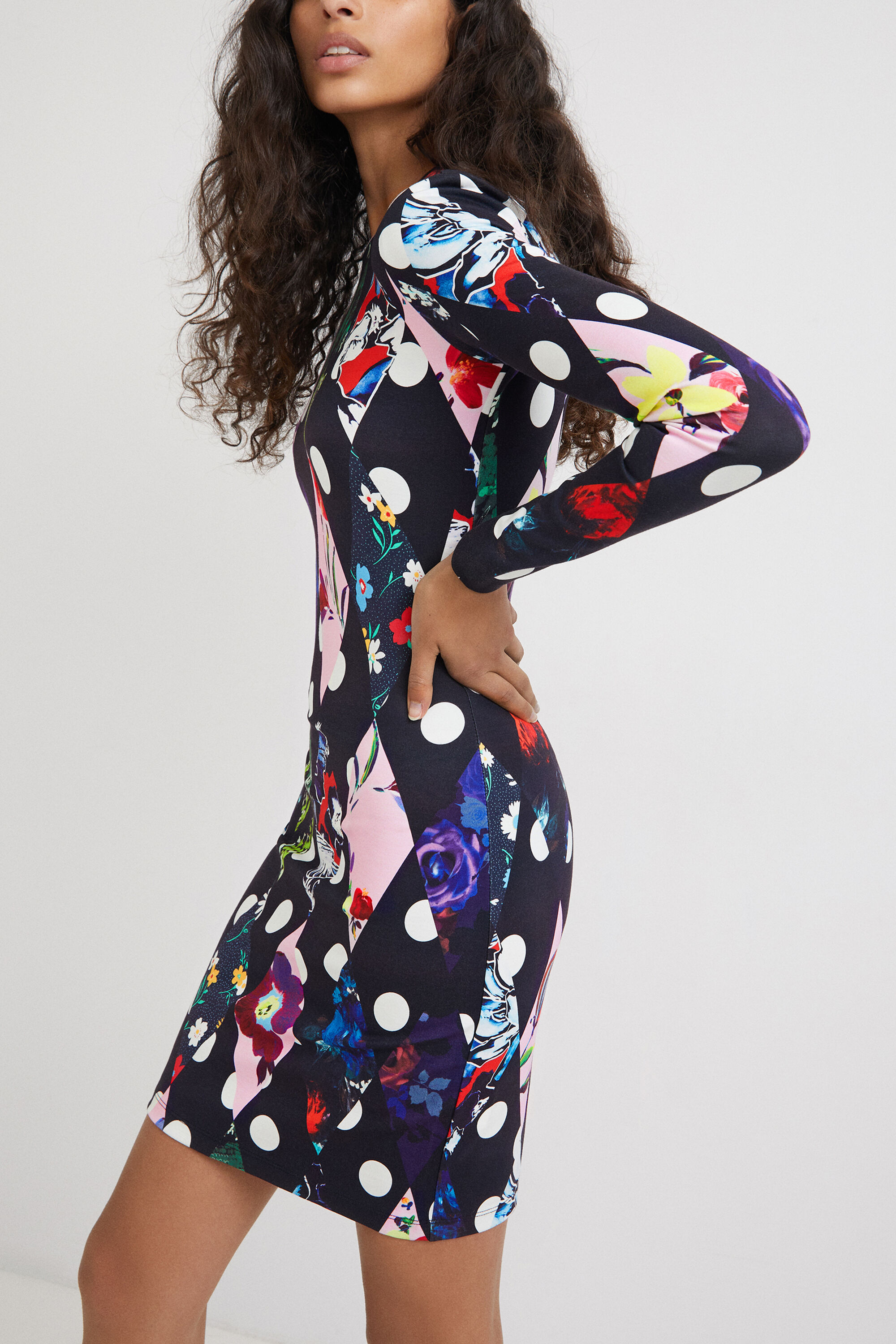 Robe slim courte losanges