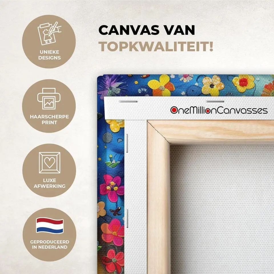 MuchoWow Canvas Schilderij 90x60cm Kunst Levensboom Bloemen