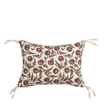 Sierkussen bloemen donker bruin - l35xb25xh10cm
