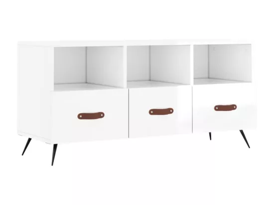 Meuble TV Blanc brillant 102x36x50 cm Bois d'ingénierie
