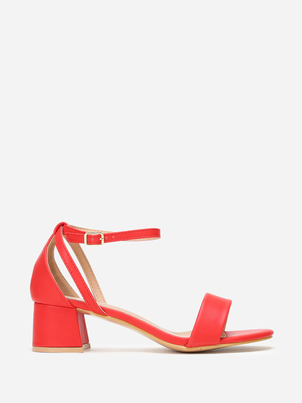 Sandales à talon carré arrondi grandes tailles- Rouge