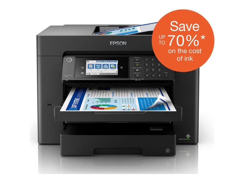 Epson WorkForce WF-7840DTWF - Multifunktionsprinter - farve - blækprinter - A3 (297 x 420 mm) (original) - A3 (medie) - op til 25 spm (udskriver) - 550 ark - 33.6 Kbps - USB 2.0, LAN, Wi-Fi(n), USB vært