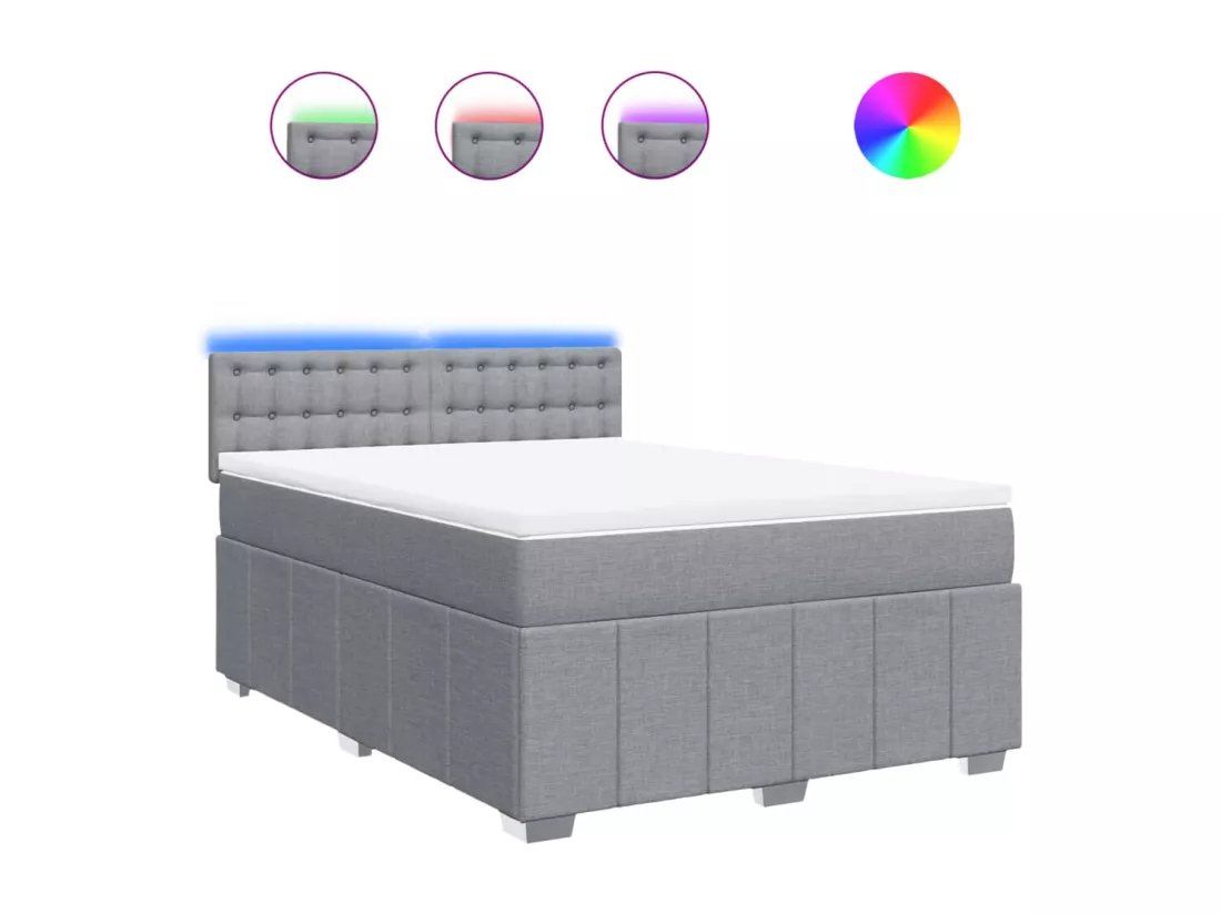 Sommier à lattes de lit avec matelas Gris clair 140x190cm Tissu