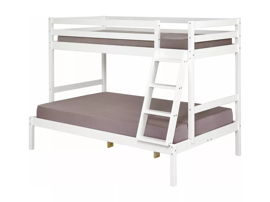 Lit superposé 140x190 cm bois massif blanc JULIAN