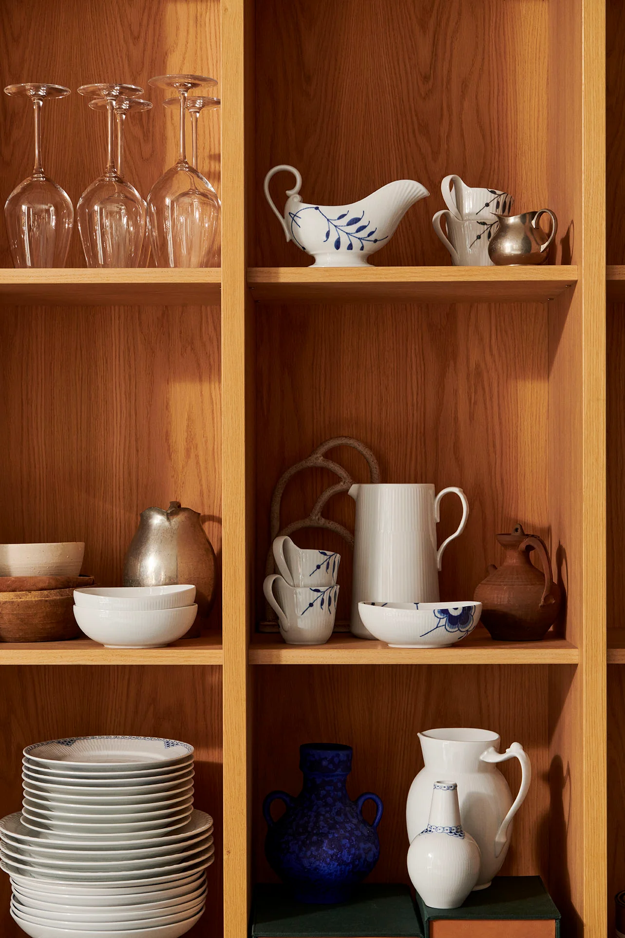 Royal Copenhagen  Hvid Riflet oval skål 2-pak - 37 cl.