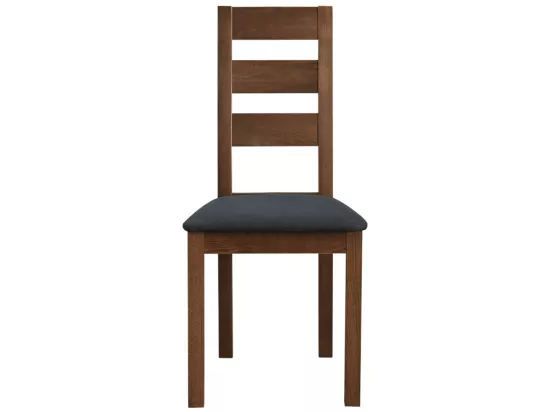 Lot de 2 chaises ALCINO - Hêtre et tissu - Coloris : Noyer et Anthracite