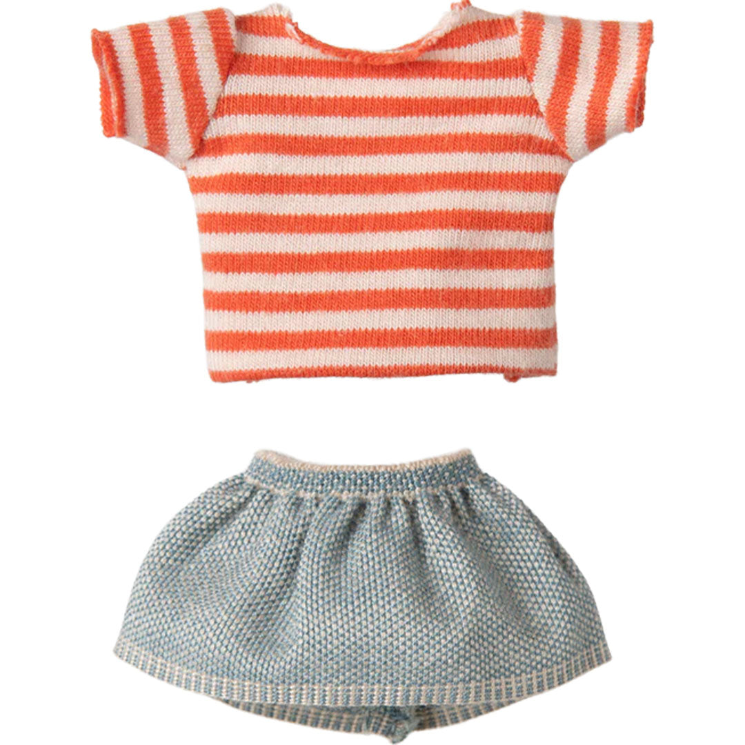 Maileg knuffelmuis grote zus met magneten - denim rok - 13 cm
