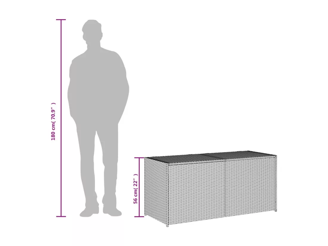 Boîte de rangement de jardin gris 283L résine tressée