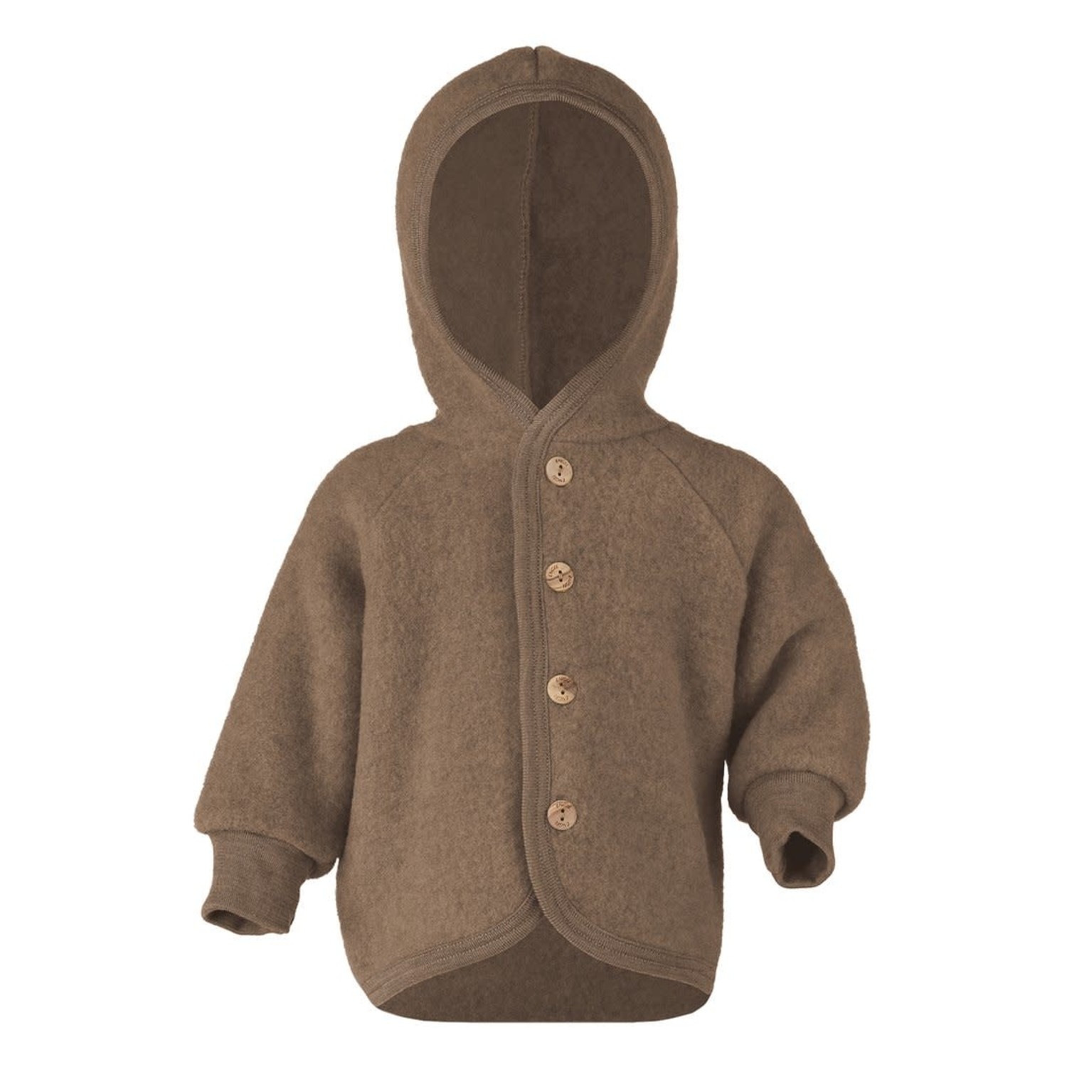 Engel | Hooded jacket with wooden buttons | Walnut mélange