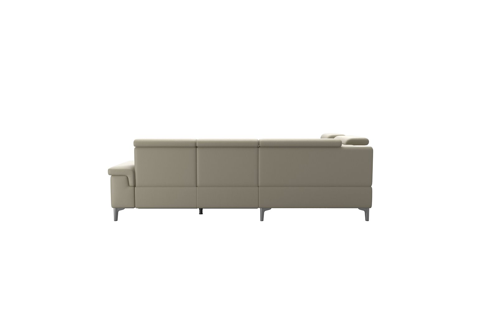 Anna C12 hjørnesofa (PCenterCMM) Hud Paloma Light Grey med A2 arm og polerte organiske alu ben, 14 cm. (Power-Center-CornerManual-Manual)