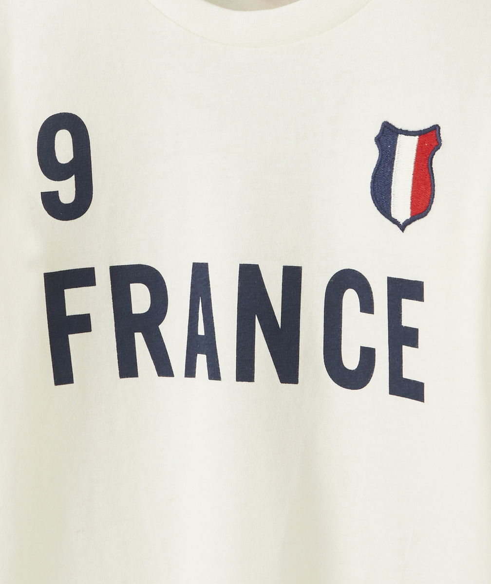 T-SHIRT GARÇON EN FIBRES RECYCLÉES BLANC THÈME RUGBY