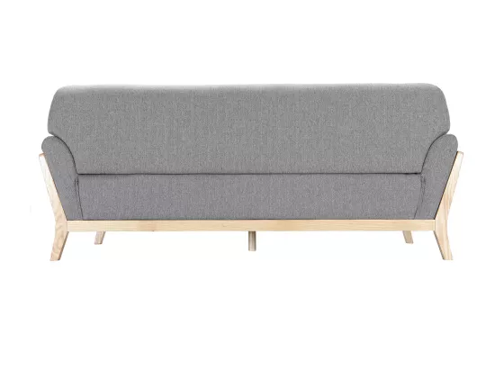 Canapé scandinave 3 places en tissu gris et bois clair YOKO