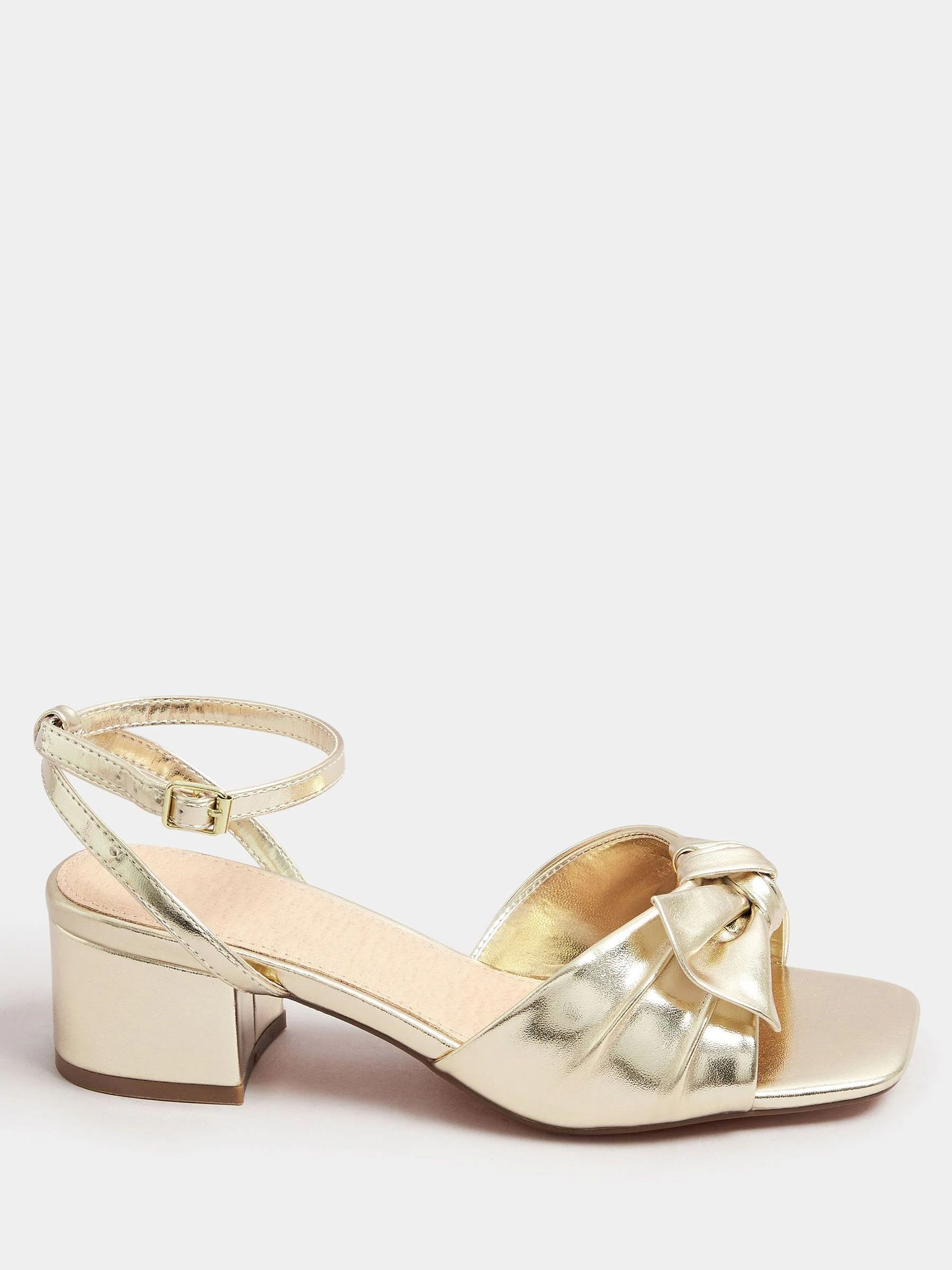 Yours Curve Wide Fit Mid Block Bow Sandals