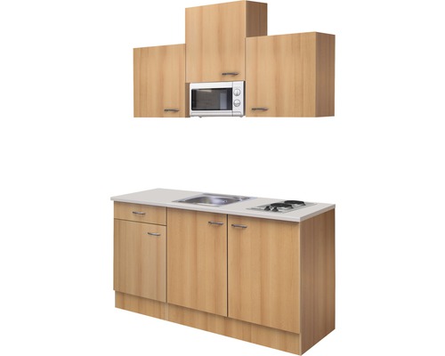 Flex Well Enkele Keuken met Apparaten Nano 150,5 cm beuken mat gedemonteerd omkeerbaar uitvoering 00007952