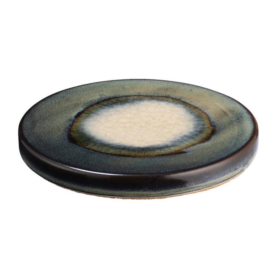 Onderzetter glazuur - blauw keramiek - Ø11 cm