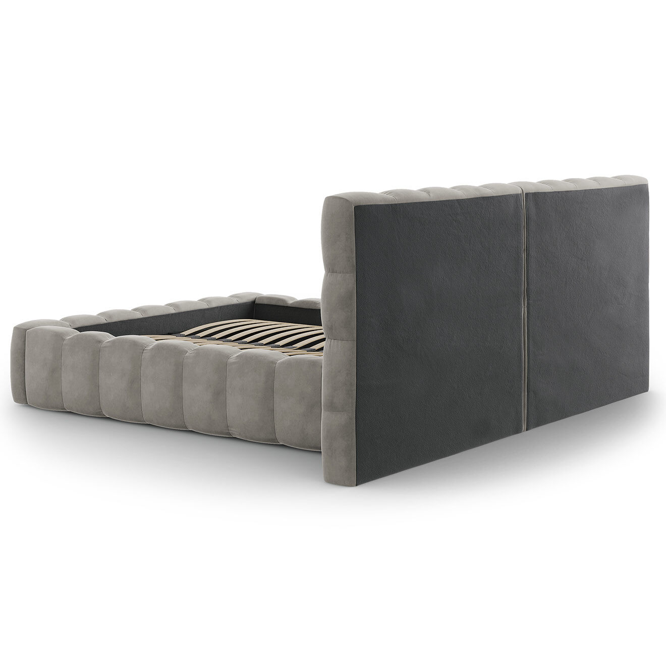 Cosmopolitan Design Lit avec coffre de rangement Bali Velours gris clair - 140x200 cm