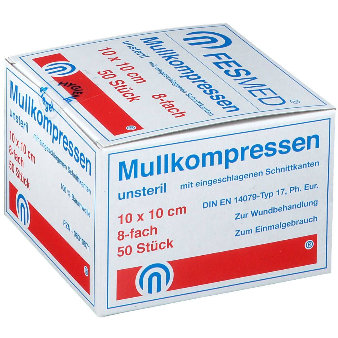 FESMED ES-Mullkompressen 10 x 10 cm 8fach unsteril