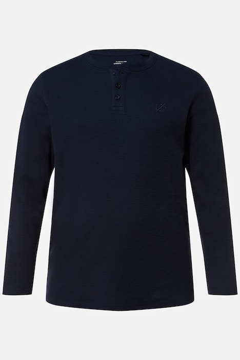 Schlafanzug-Oberteil, Homewear, Waffelstruktur, Henley, Langarm, bis 8 XL