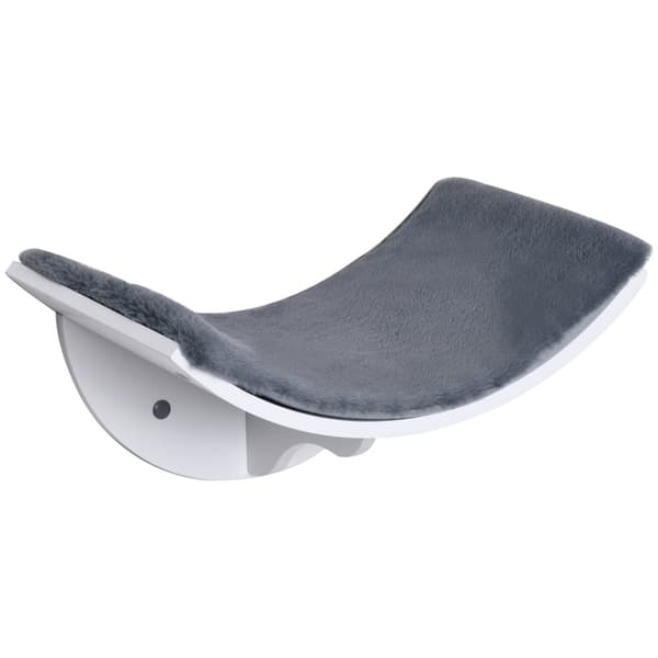 Cat Bed Veggmontert Stilig Veggseng For Katter, Plysjpute, Mdf, Enkel Installasjon, Hvit + Grå, 41X28X21Cm