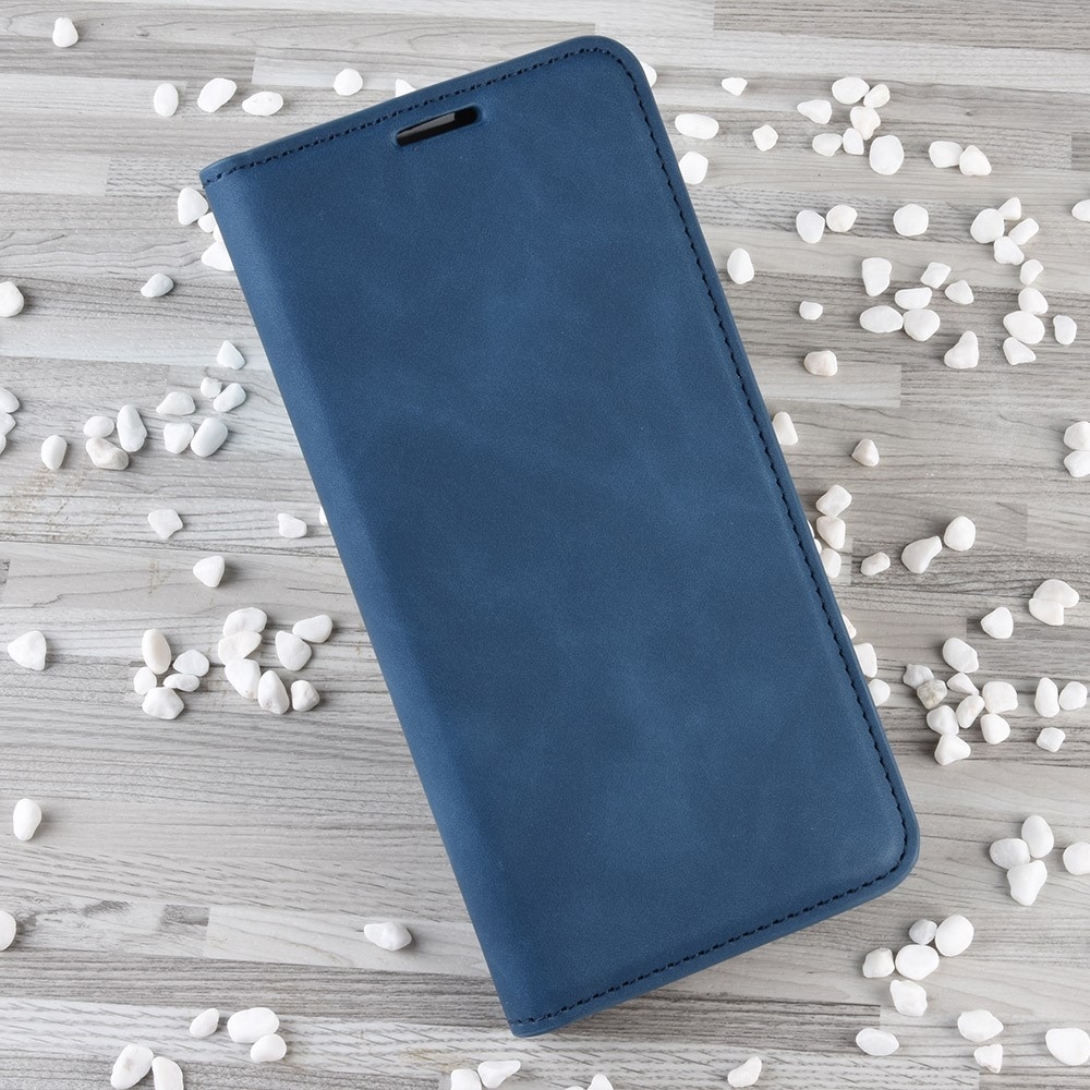 Samsung Galaxy S10 Lite Vintage Leder Tasche Flip Cover Fashion Design - Dunkelblau (Matt)