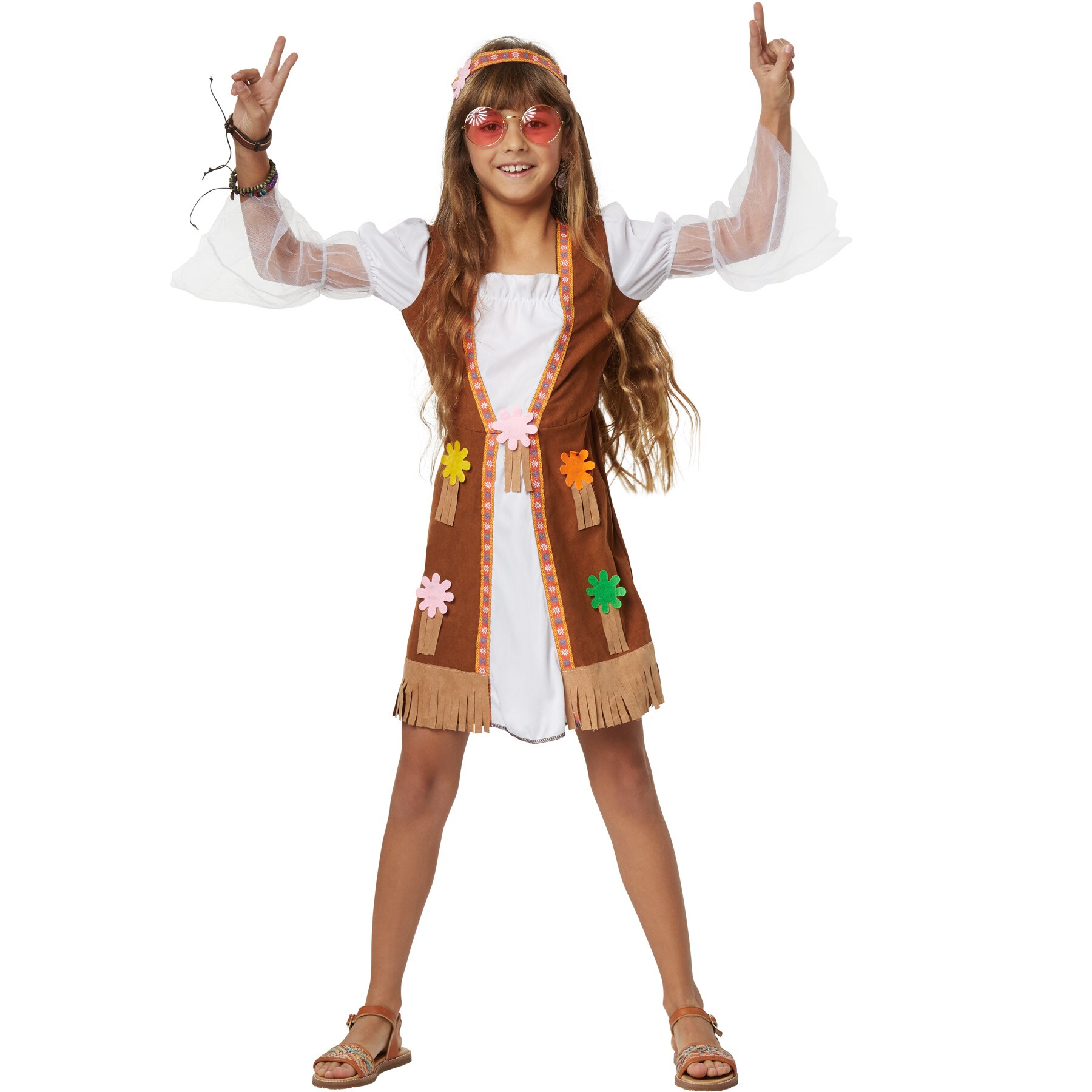 tectake® Mädchenkostüm Groovy Hippie Squaw