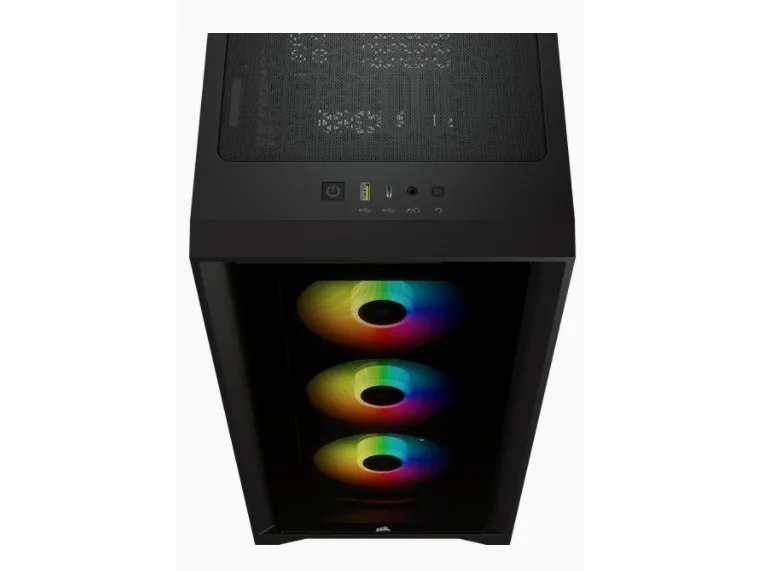 CORSAIR | iCUE 4000X RGB – Miditower - ATX - ingen strømforsyning - Sort - USB/Lyd