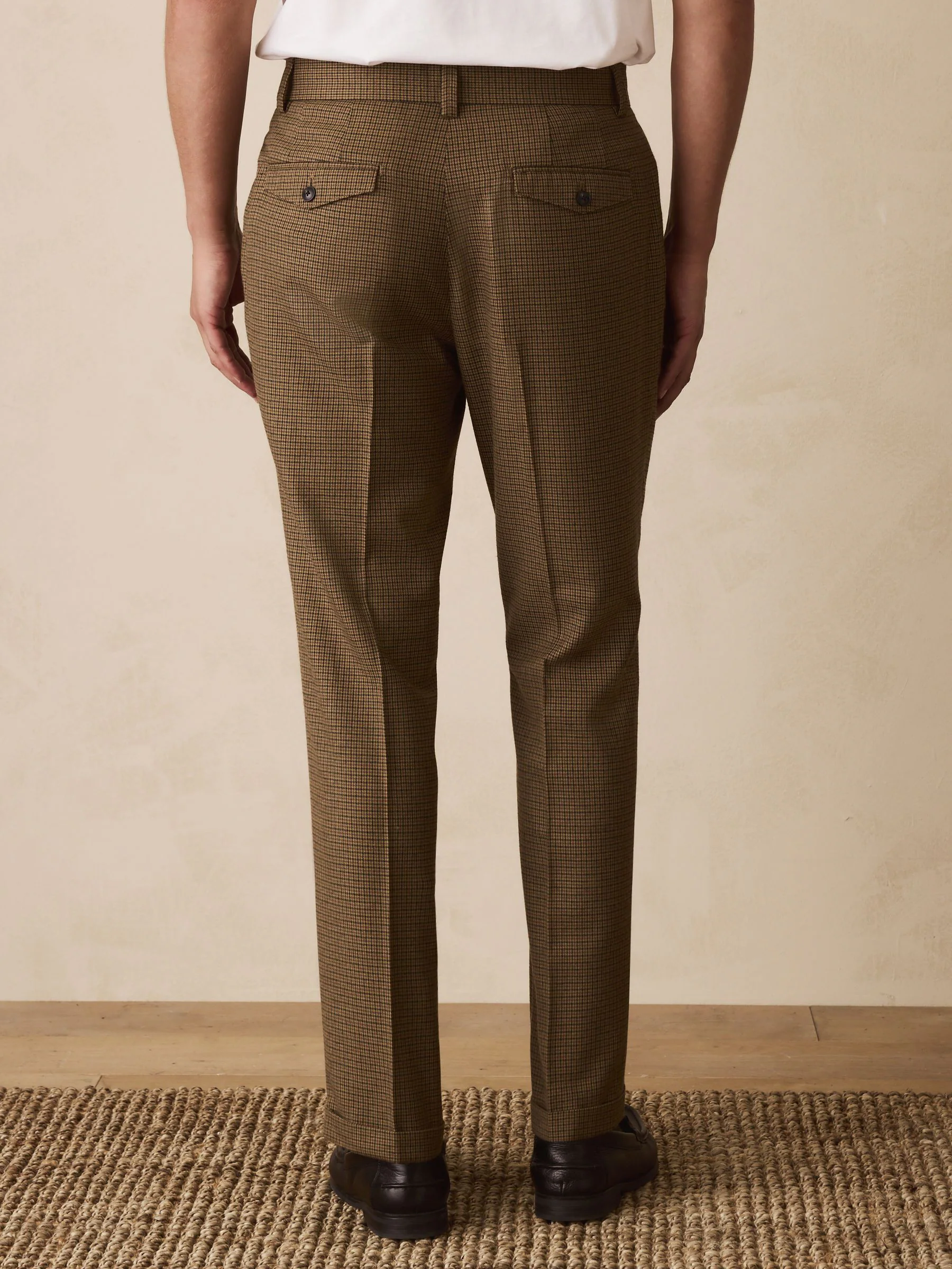 Bruin pied-de-poule - Slim Fit - Smart Textured Trousers