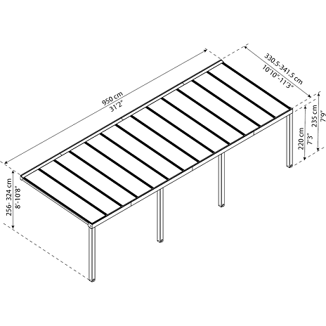 Palram - Canopia Stockholm 3,4 x 9,5 m - antracit