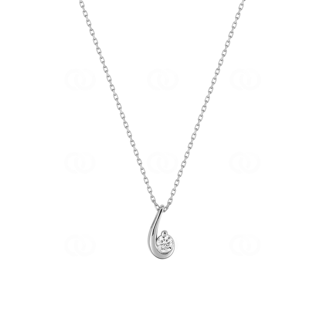 Collier mit Anhänger 750/18 K Weissgold mit Zirkonia