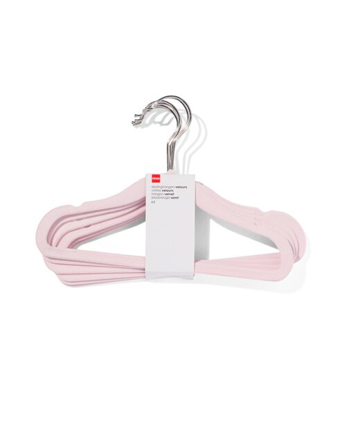 6 petits cintres en velours rose