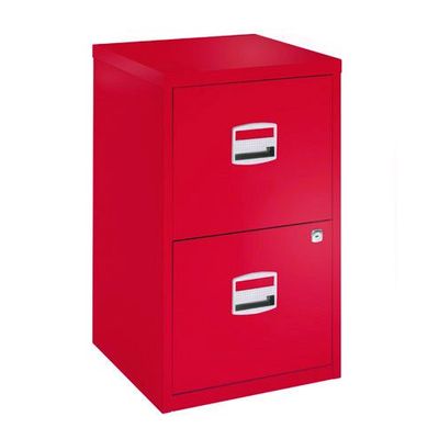 Classeur métallique monobloc - 2 tiroirs - H67 x L41 x P40 cm - rouge