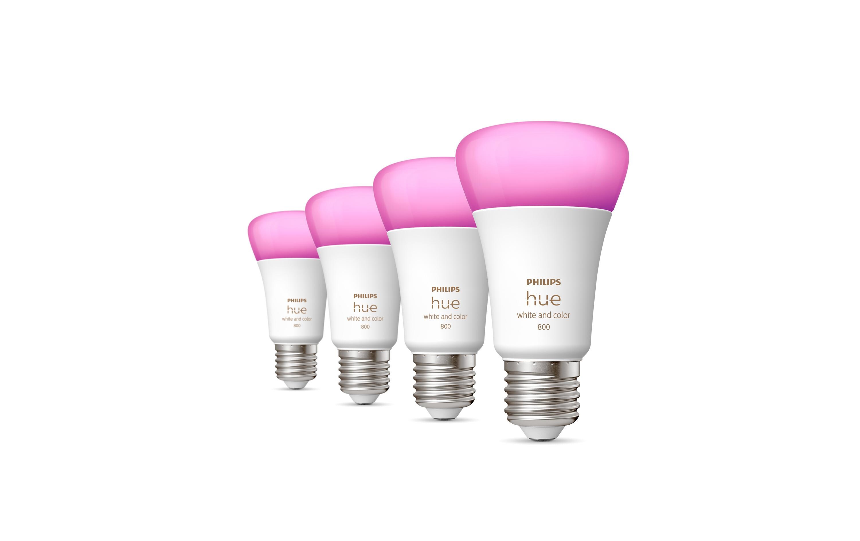Leuchtmittel White & Col. Amb. E27 Viererpack 4 x 570 lm<br>Per Bluetooth steuerbares Hue E27-Leuchtmittel