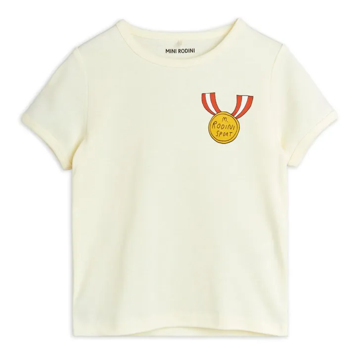 Mini Rodini T-Shirt Médaille Coton Bio | Ecru
