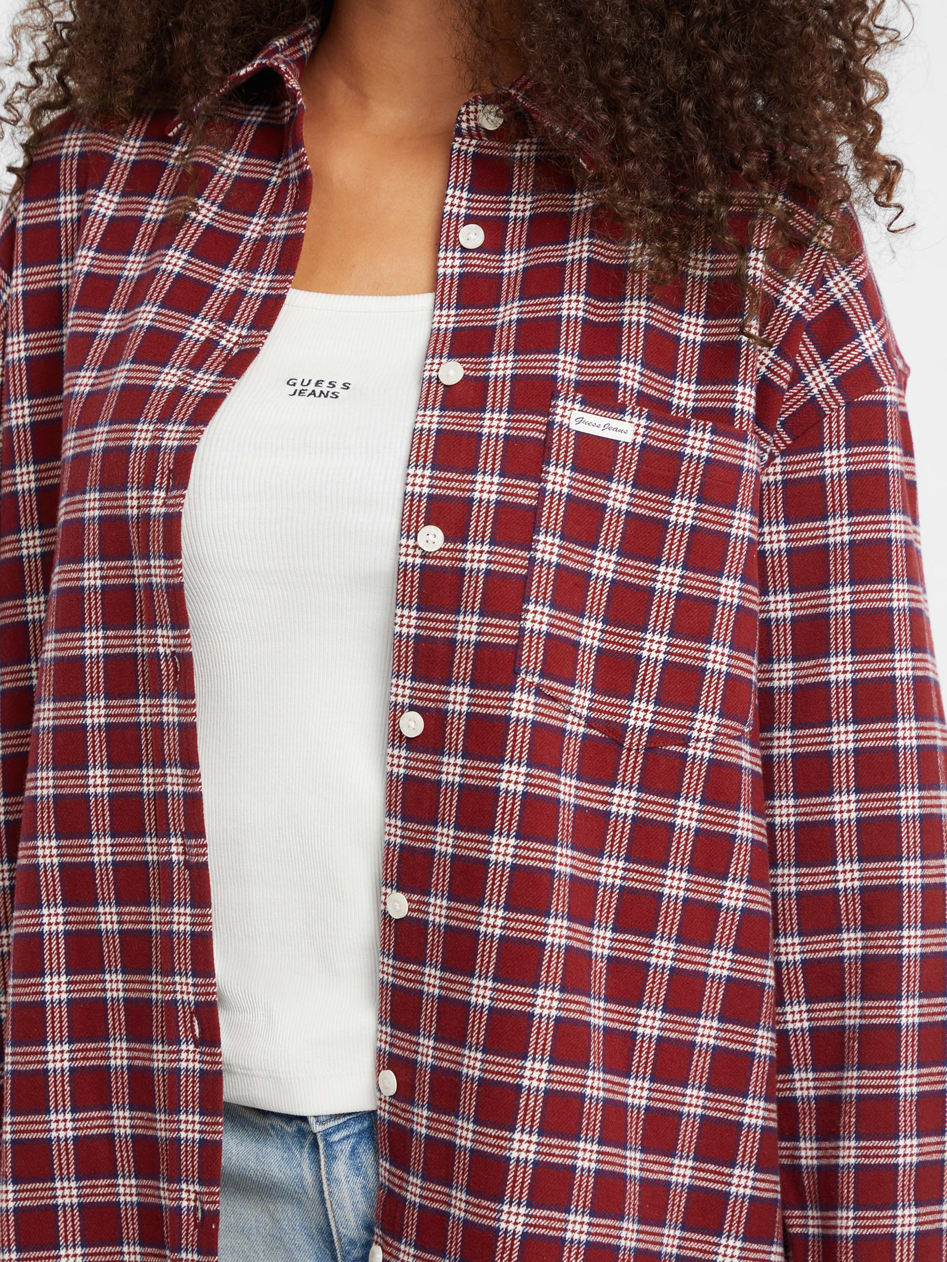 Camisa xadrez oversized com bolso