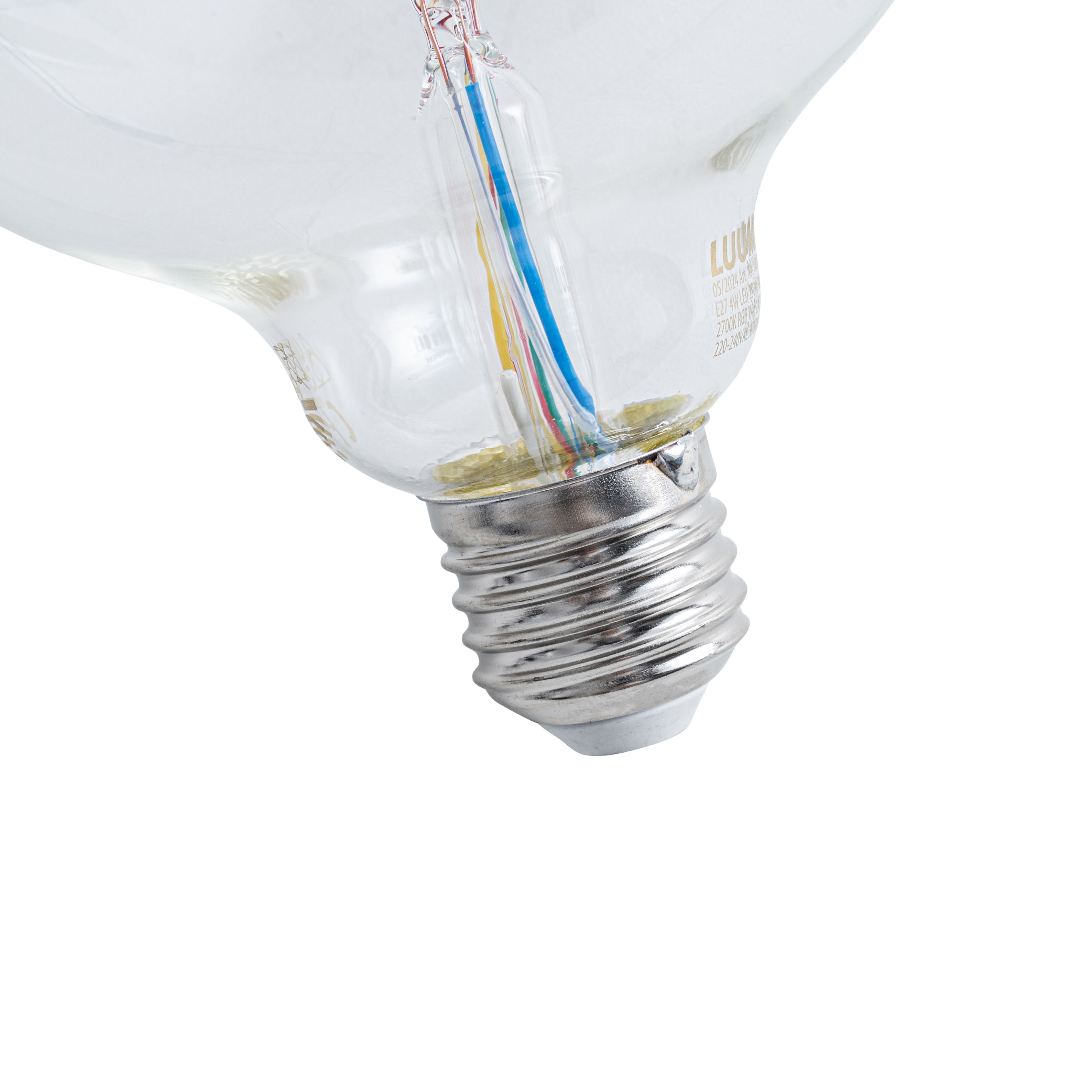 Smart E27 dimbare LED lamp G125 helder RGBW 4W 250 lm 2700K