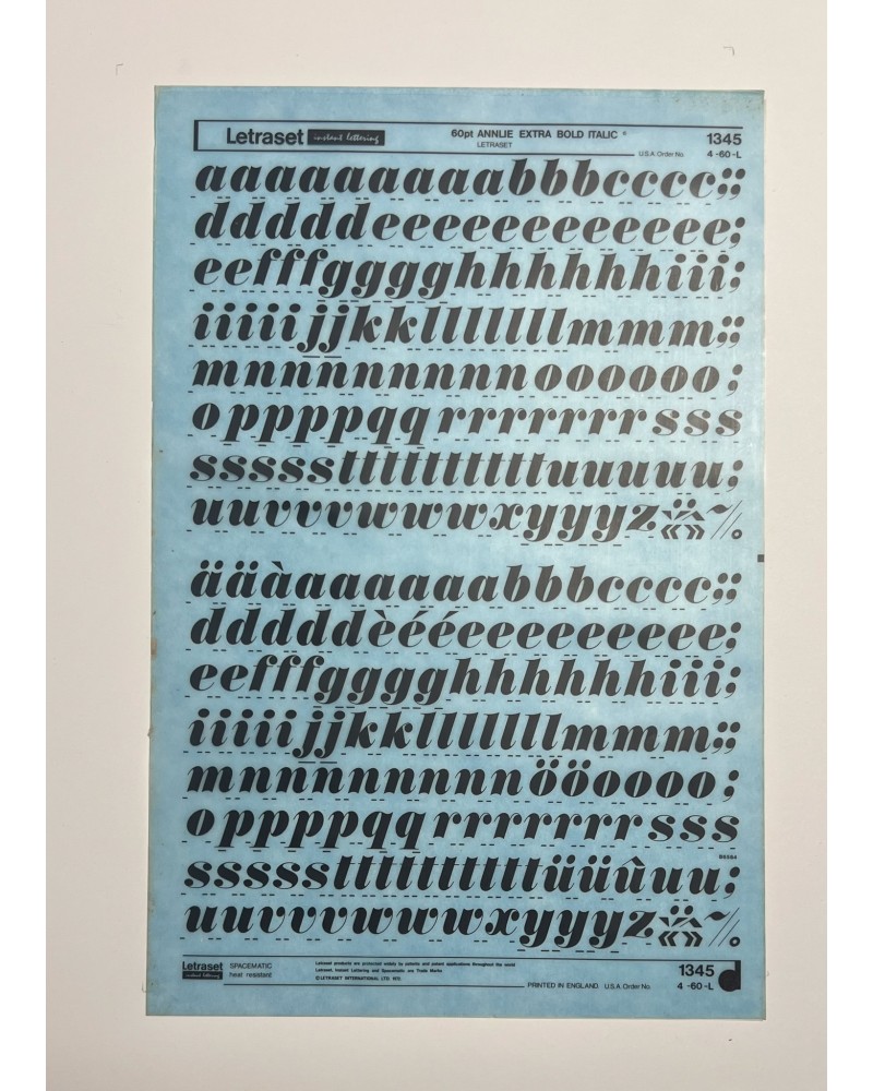 letraset-1345- ANNLIE EXTRA BOLD ITALIC - 60pt