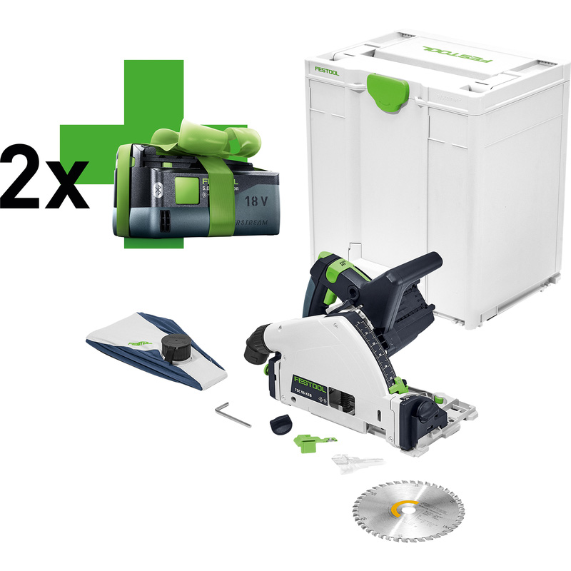 Festool TSC 55 KEB-Basic accu invalcirkelzaag machine + 2x accu 18-36V Li-ion