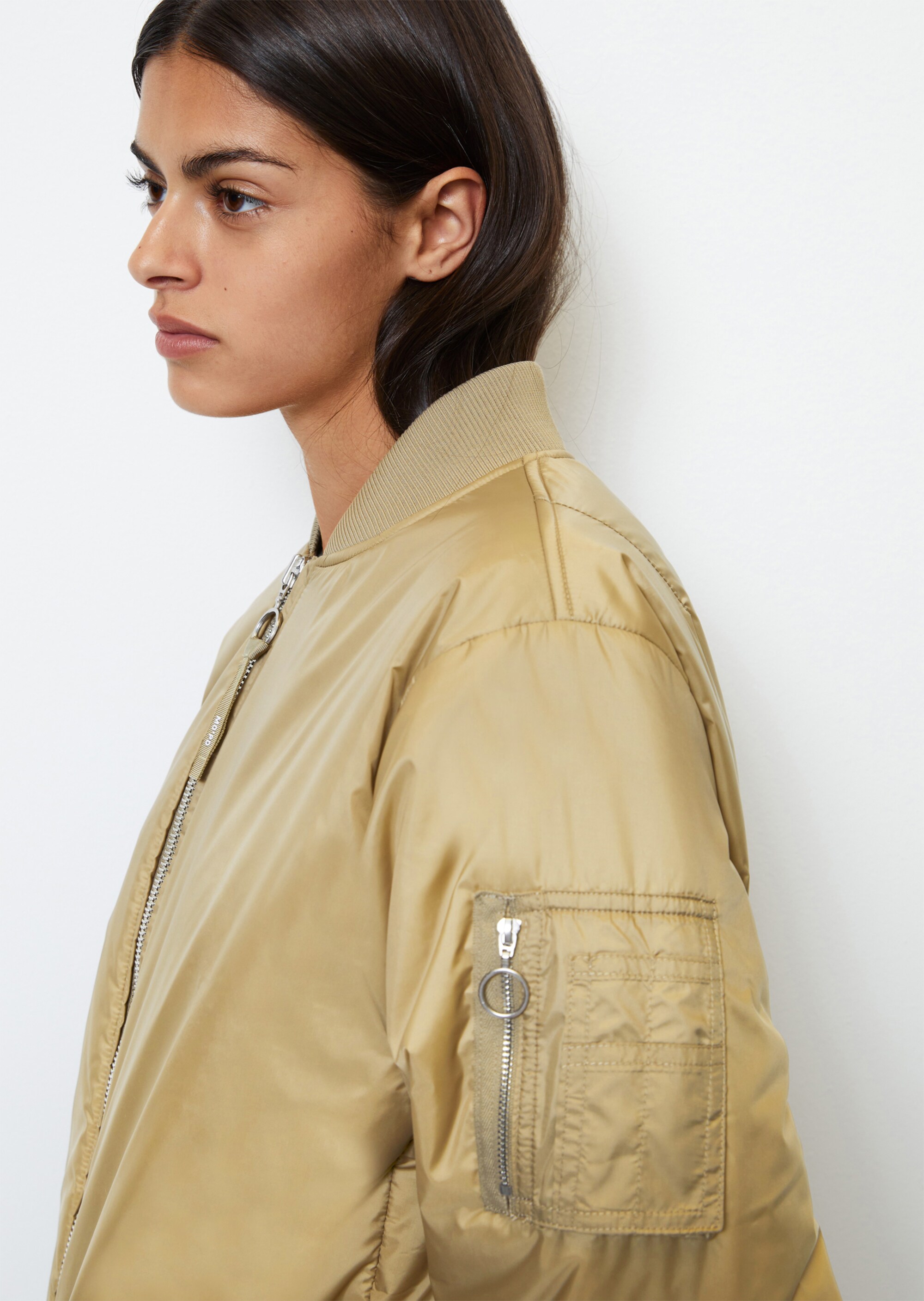 Wattierte Long-Jacke regularim Aviator-Stil