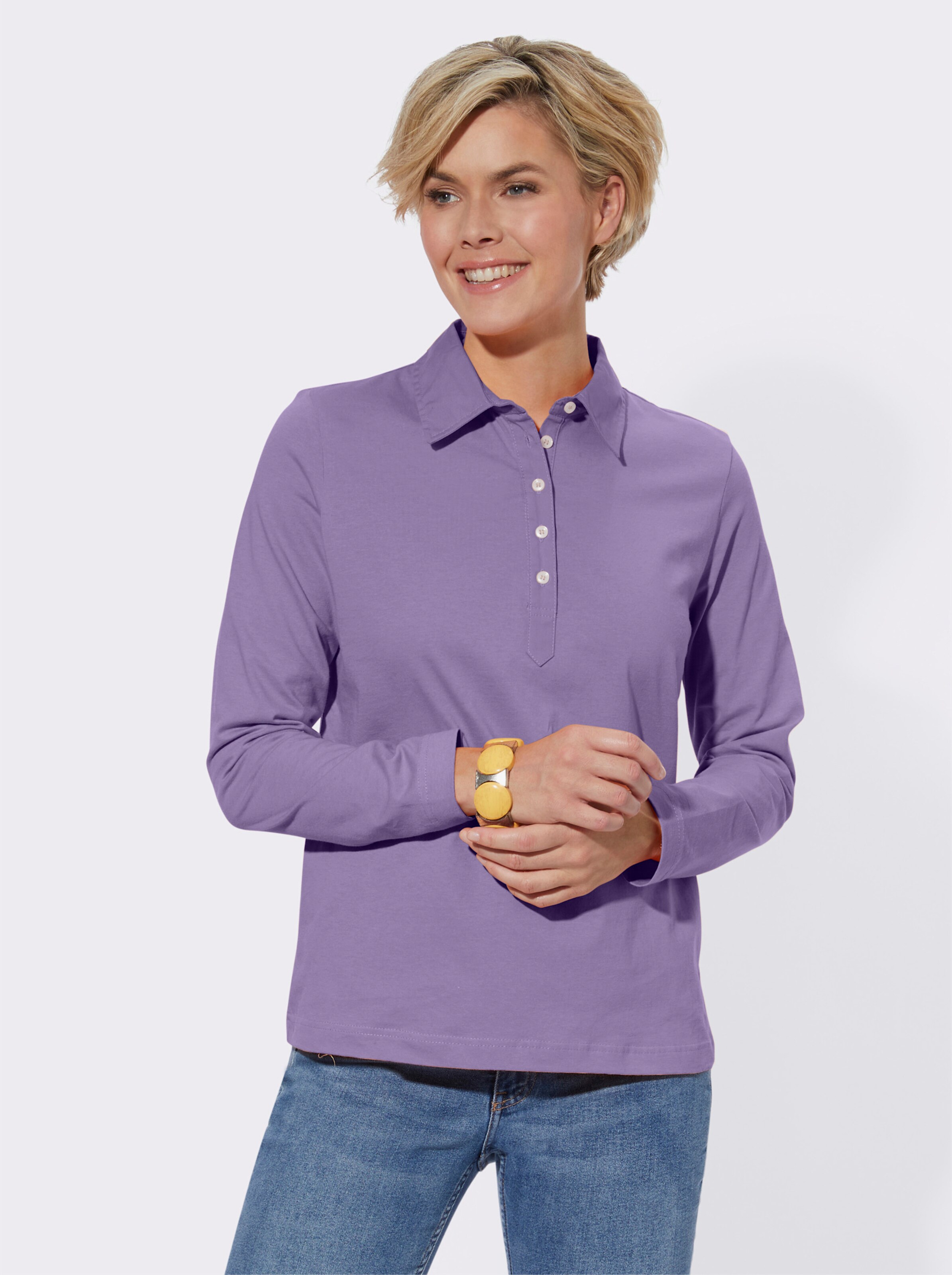 Langarm-Poloshirt