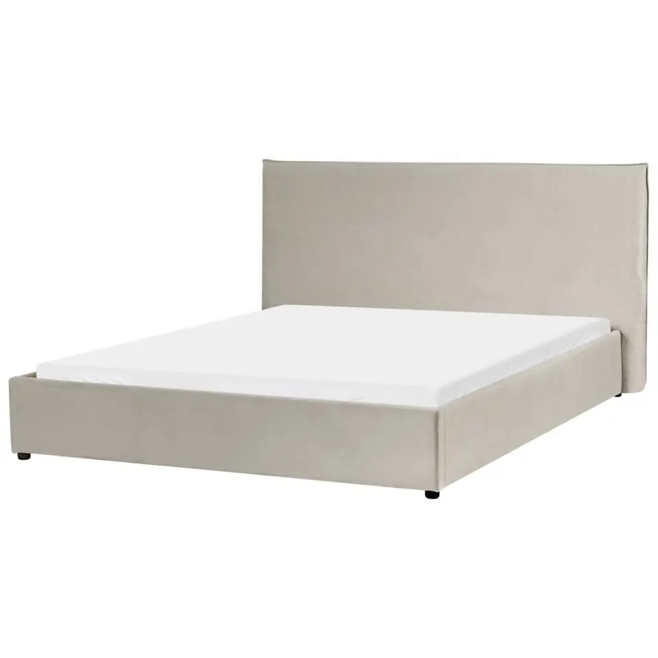 LAVAUR - Tweeperoonsbed - Taupe - 160 x 200 cm - Fluweel