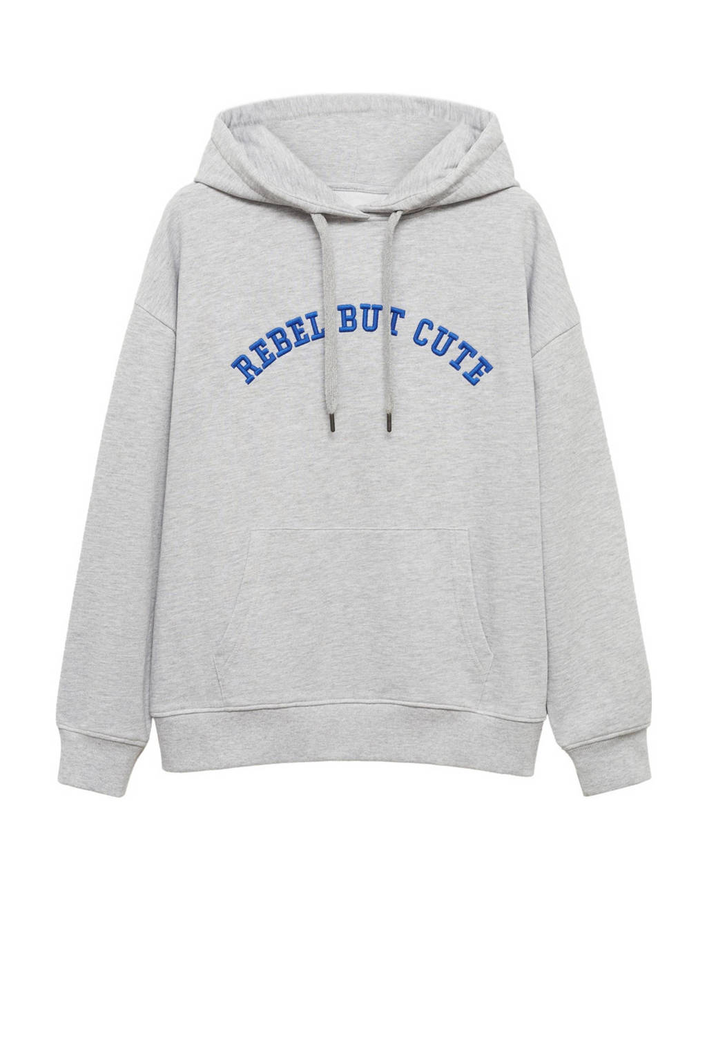 MANGO TEEN hoodie met tekst lichtgrijs melange