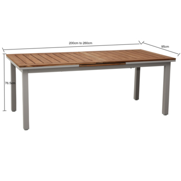 Wakefield tuintafel Otto uitschuifbaar teak hout 200/260 x 95 cm