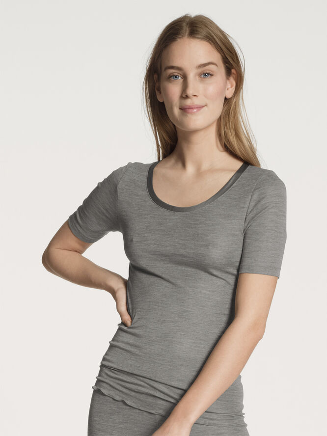 Calida DAMEN Top kurzarm Platin melé_